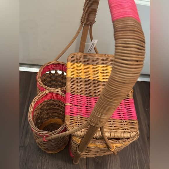 NEW Anthropologie Nina Handwoven Wine Picnic Basket - Picture 11 of 13